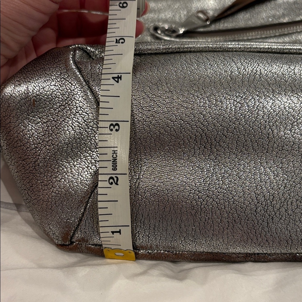 Aimee Kestenberg Fifth Avenue Pewter Leather Metallic Crossbody Bag - Picture 13 of 15